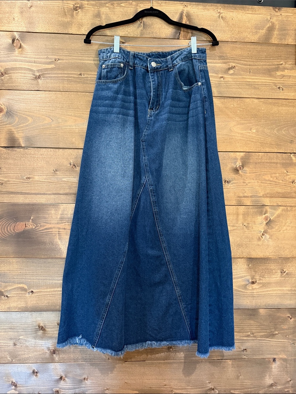 SHEIN Two-Tone Dark Blue Denim Maxi Skirt